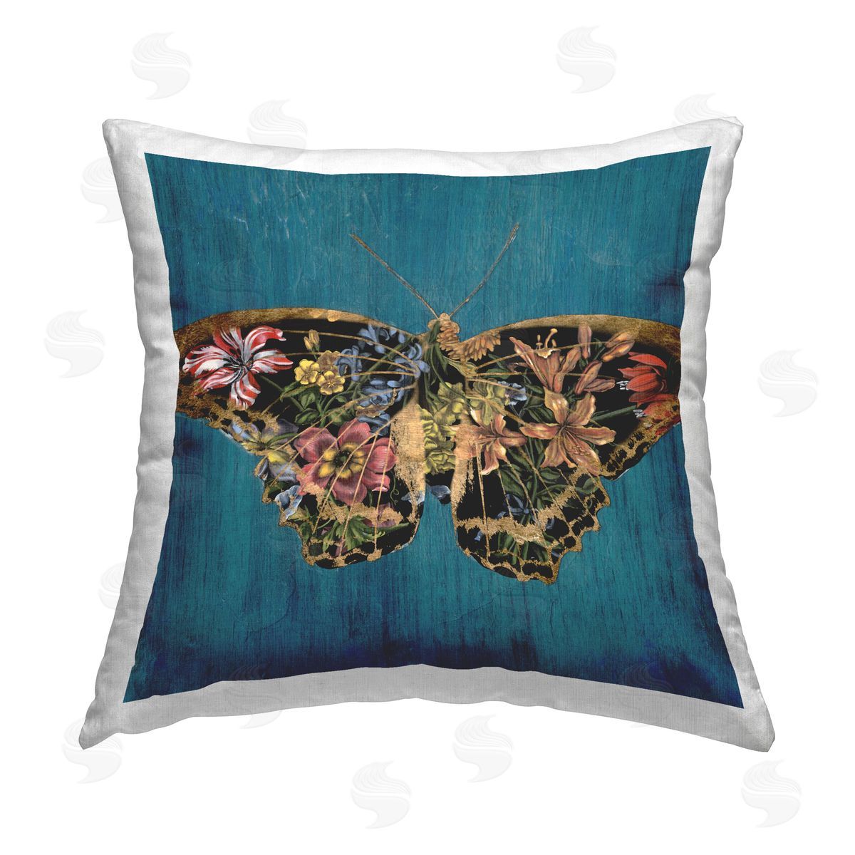 Naomi McCavitt Lily Pattern Butterfly Printed Plush Polyester Throw Pillow