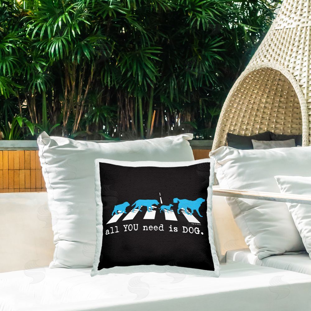Dog Is Good Need Dog Music Pun Outdoor Quick-Dry Polyester Printed Throw Pillow in Back Yard