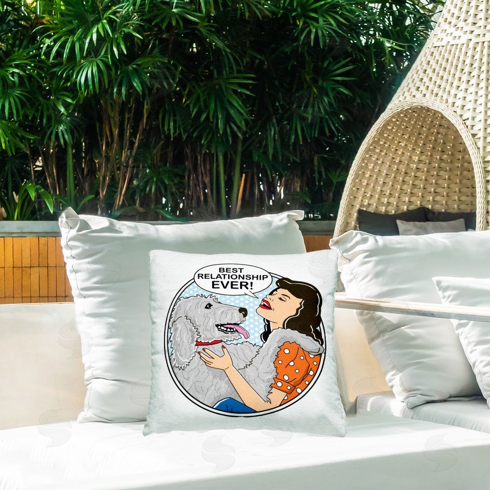 Dog Is Good Best Relationship Ever Dog Outdoor Quick-Dry Polyester Printed Throw Pillow in Back Yard