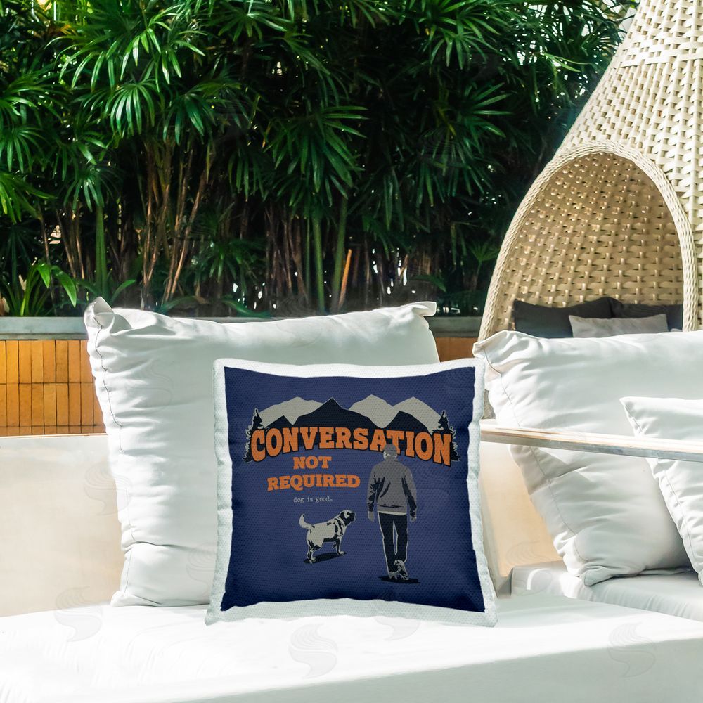 Dog Is Good No Conversation Dog Humor Outdoor Quick-Dry Polyester Printed Throw Pillow in Back Yard