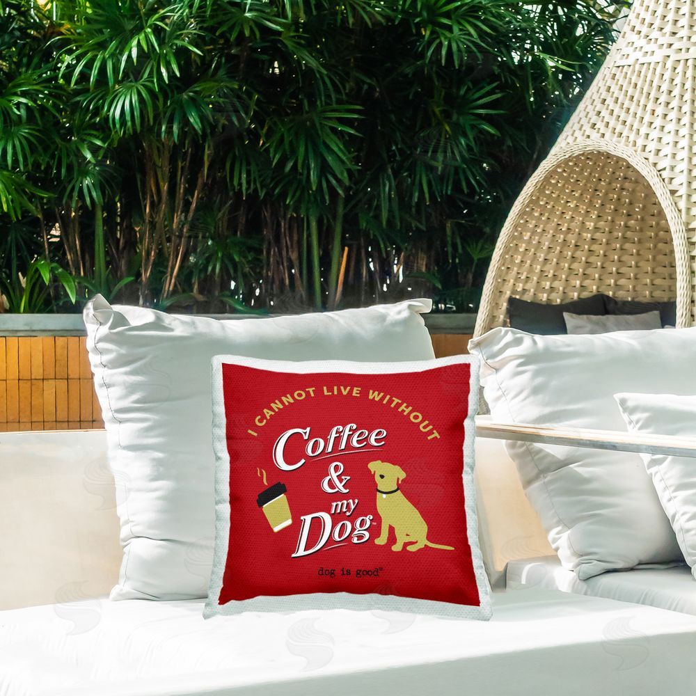 Dog Is Good Coffee & My Dog Outdoor Quick-Dry Polyester Printed Throw Pillow in Back Yard