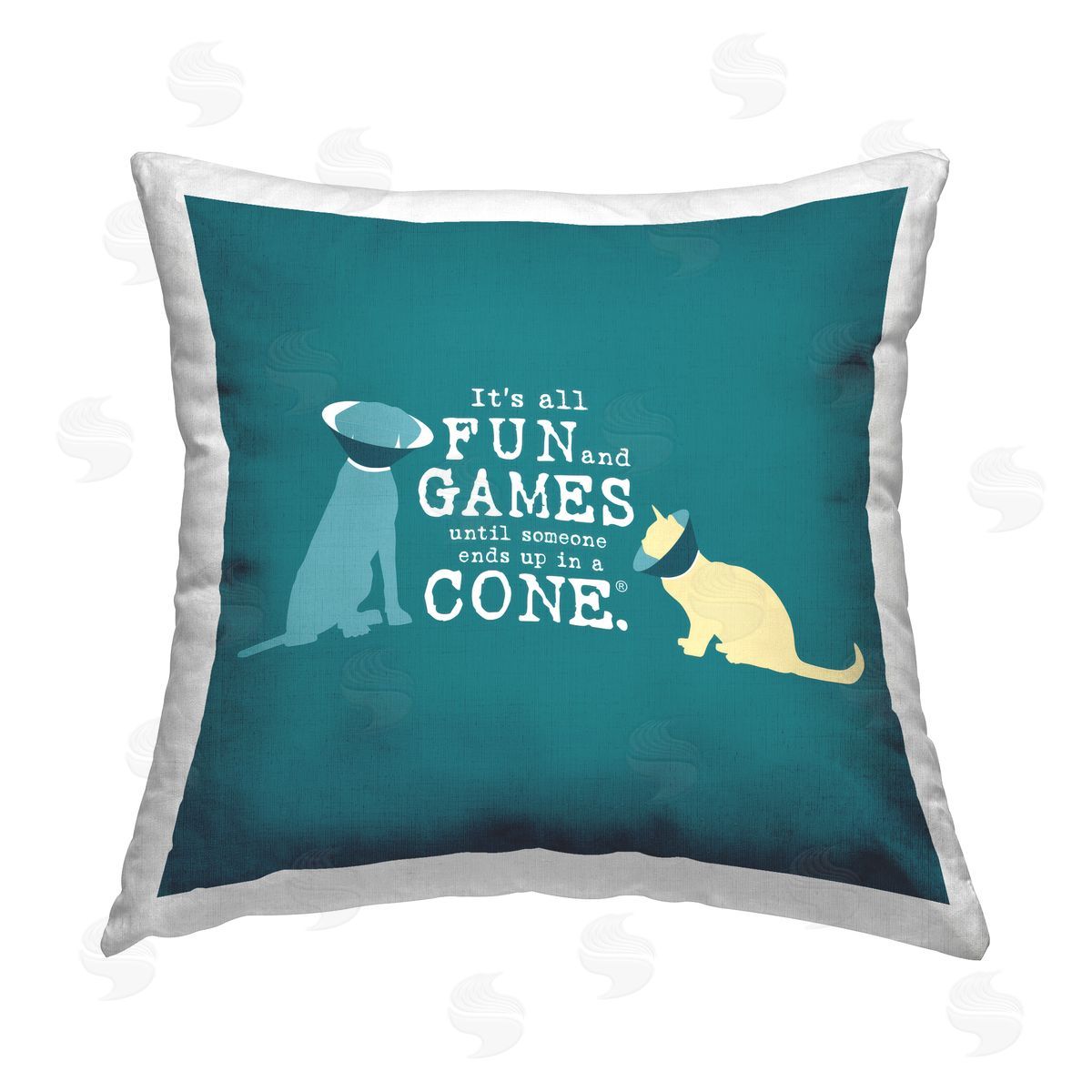 Dog Is Good Funny Cat & Dog Cone Printed Plush Polyester Throw Pillow