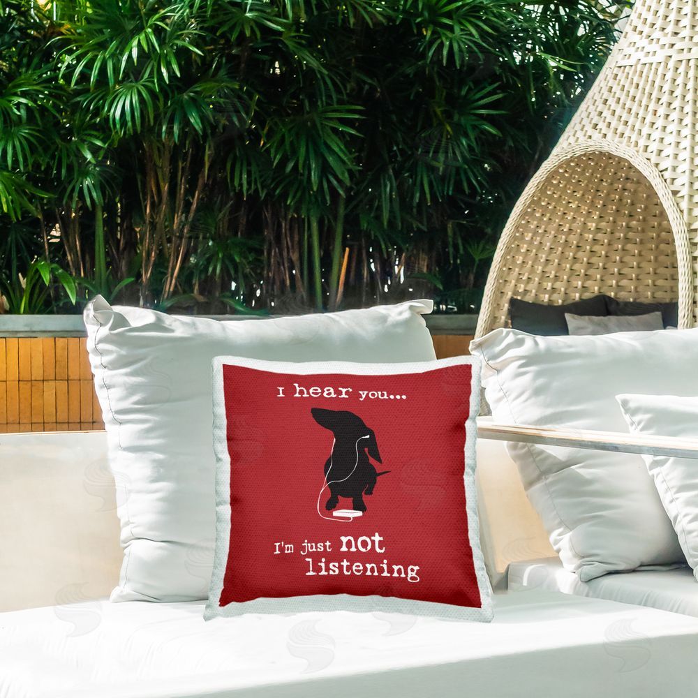 Dog Is Good Not Listening Dog Headphones Outdoor Quick-Dry Polyester Printed Throw Pillow in Back Yard