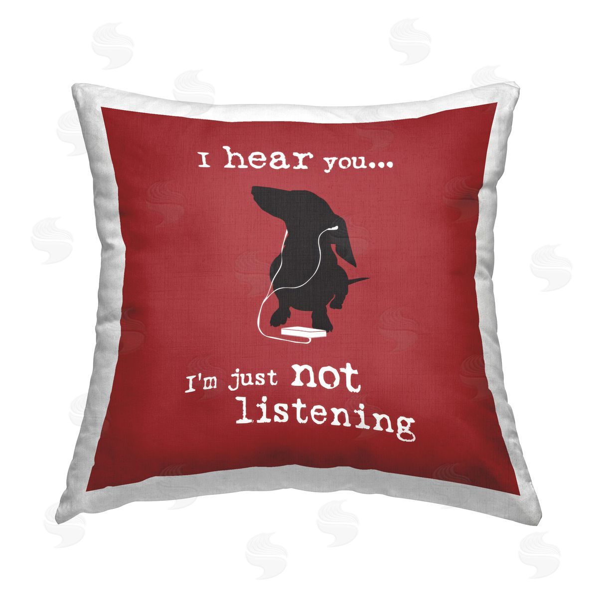 Dog Is Good Not Listening Dog Headphones Printed Plush Polyester Throw Pillow