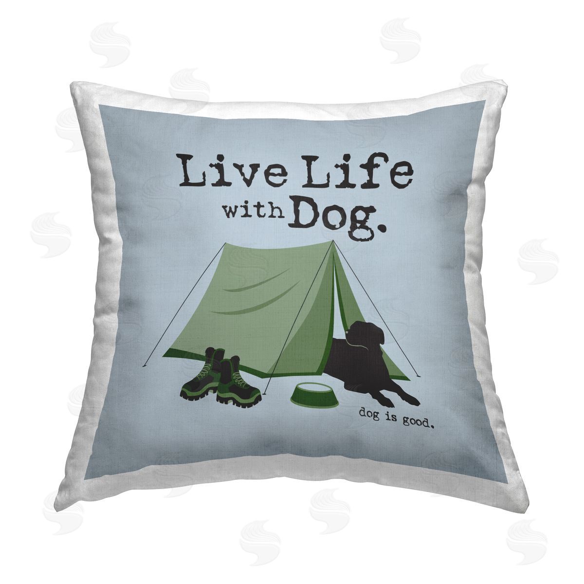 Dog Is Good Camping with Dog Printed Plush Polyester Throw Pillow