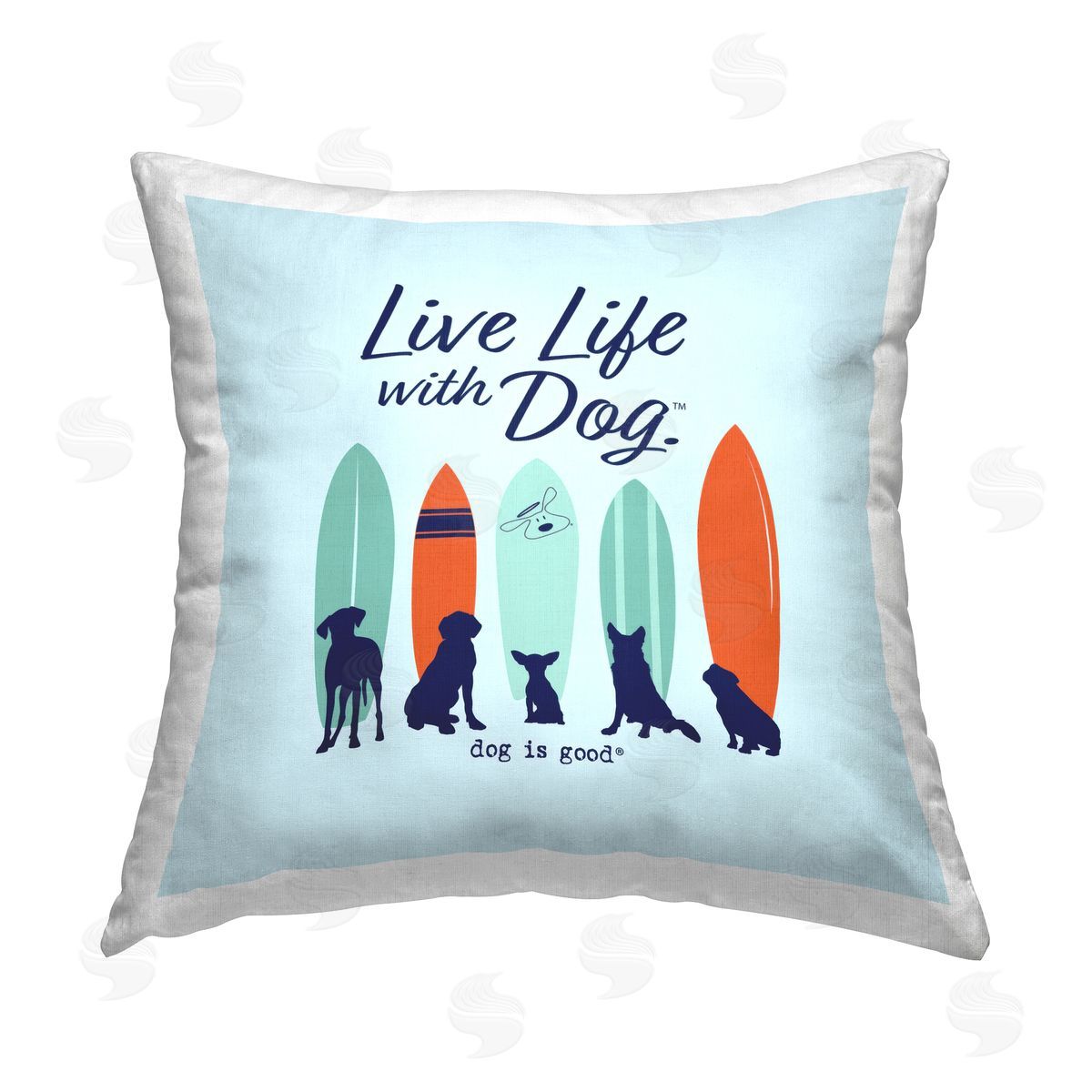 Dog Is Good Surfboards & Dogs Phrase Printed Plush Polyester Throw Pillow