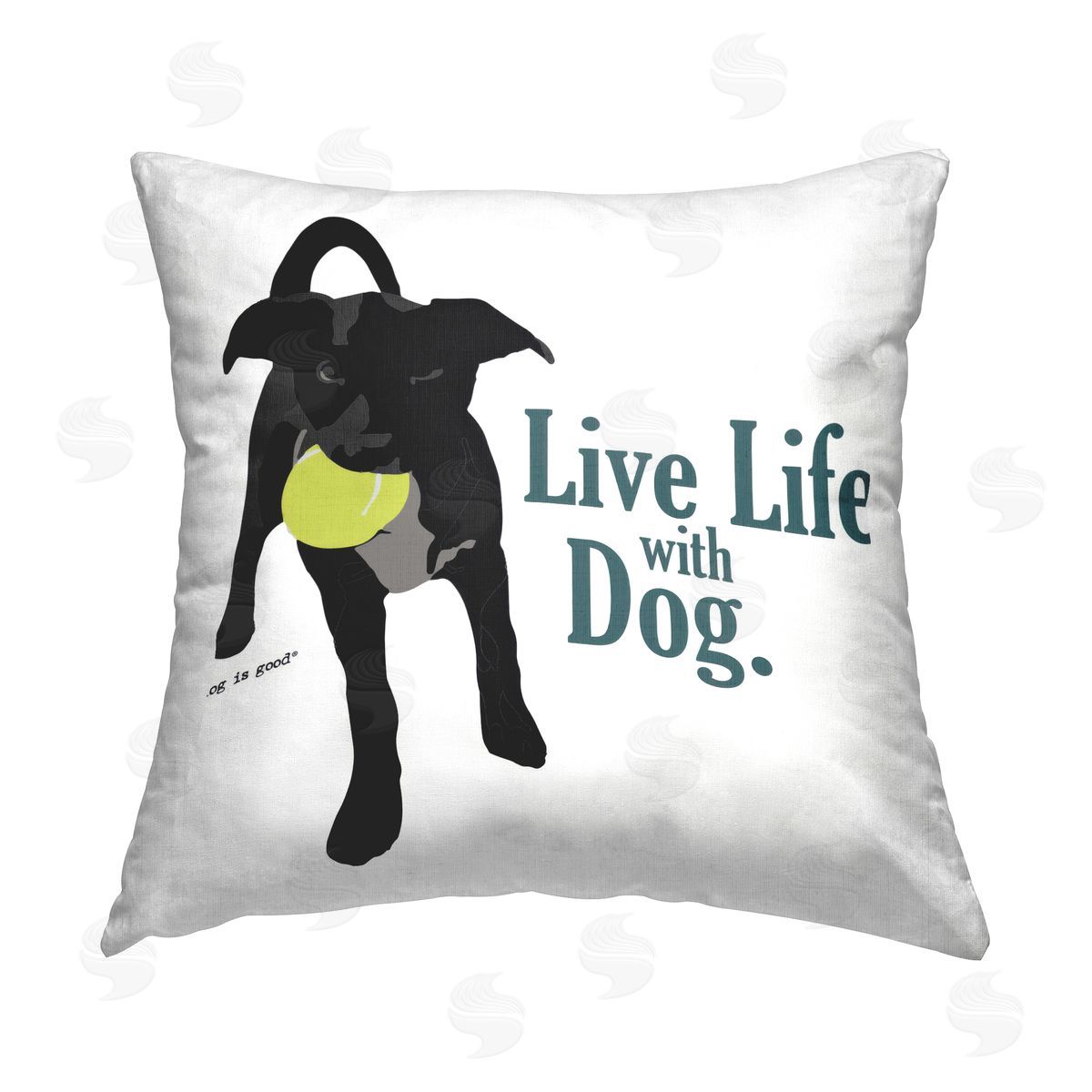 Dog Is Good Live Life with Dog Printed Plush Polyester Throw Pillow