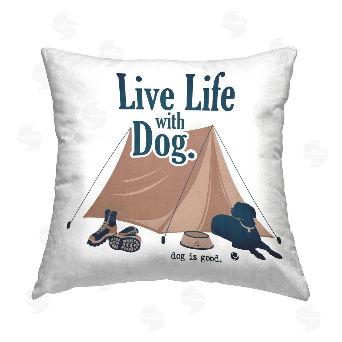 Dog Is Good Camping Life with Dog Printed Plush Polyester Throw Pillow