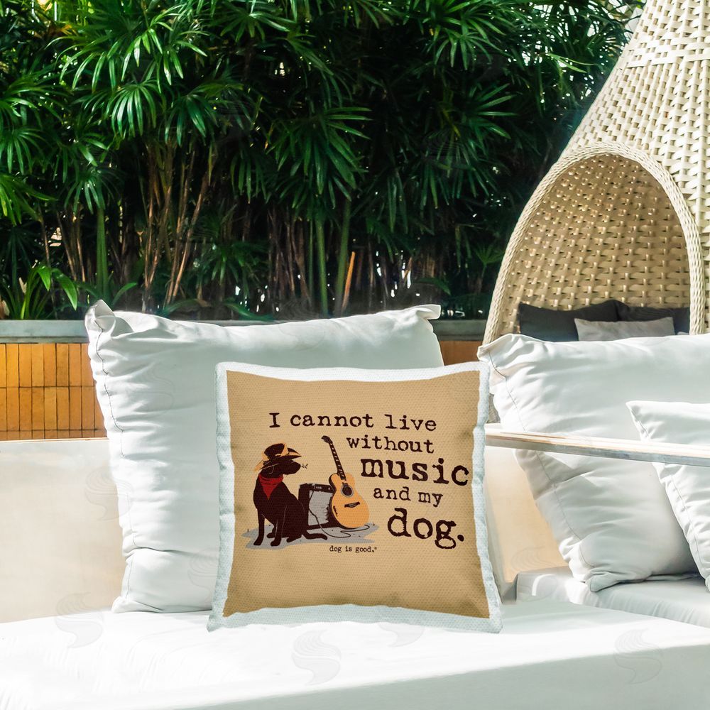 Dog Is Good Music & My Dog Outdoor Quick-Dry Polyester Printed Throw Pillow in Back Yard