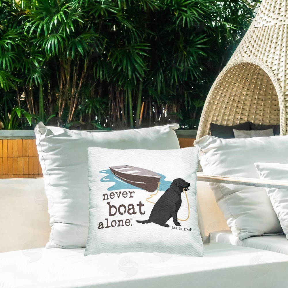 Dog Is Good Never Boat Alone Dog Outdoor Quick-Dry Polyester Printed Throw Pillow in Back Yard