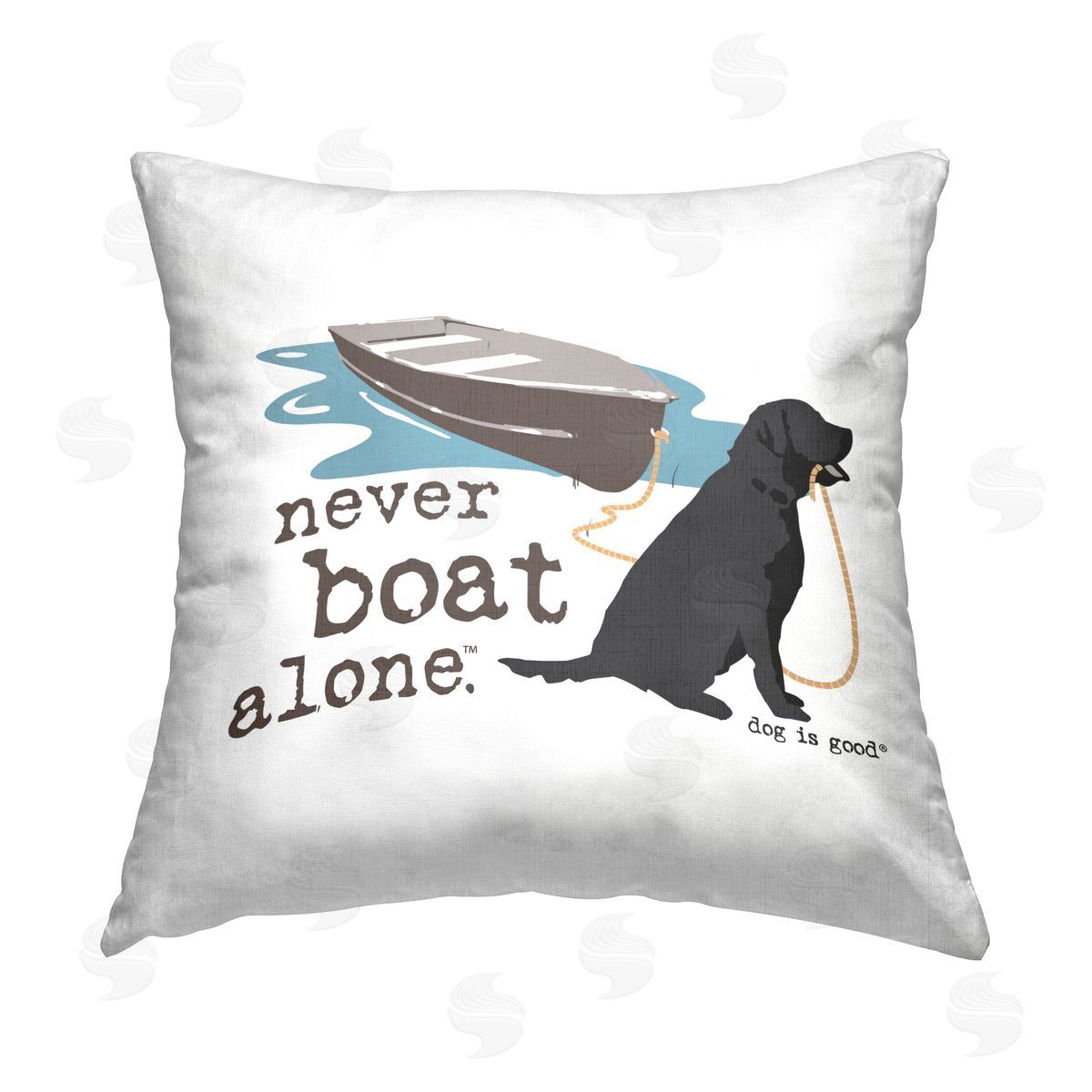 Dog Is Good Never Boat Alone Dog Printed Plush Polyester Throw Pillow