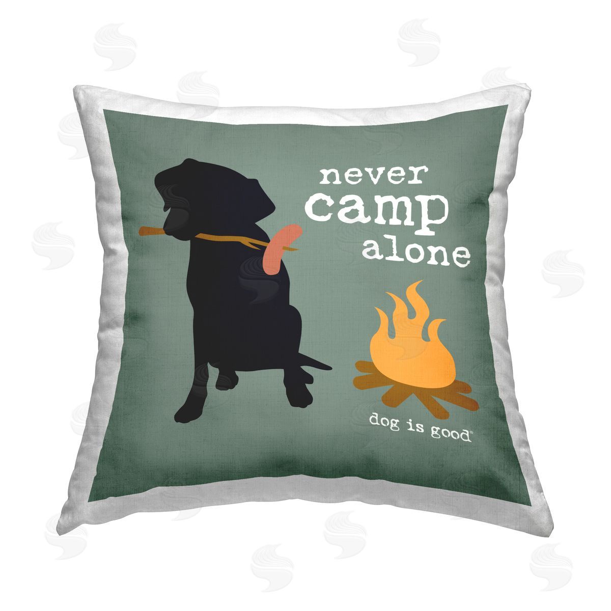 Dog Is Good Never Camp Alone Dog Printed Plush Polyester Throw Pillow