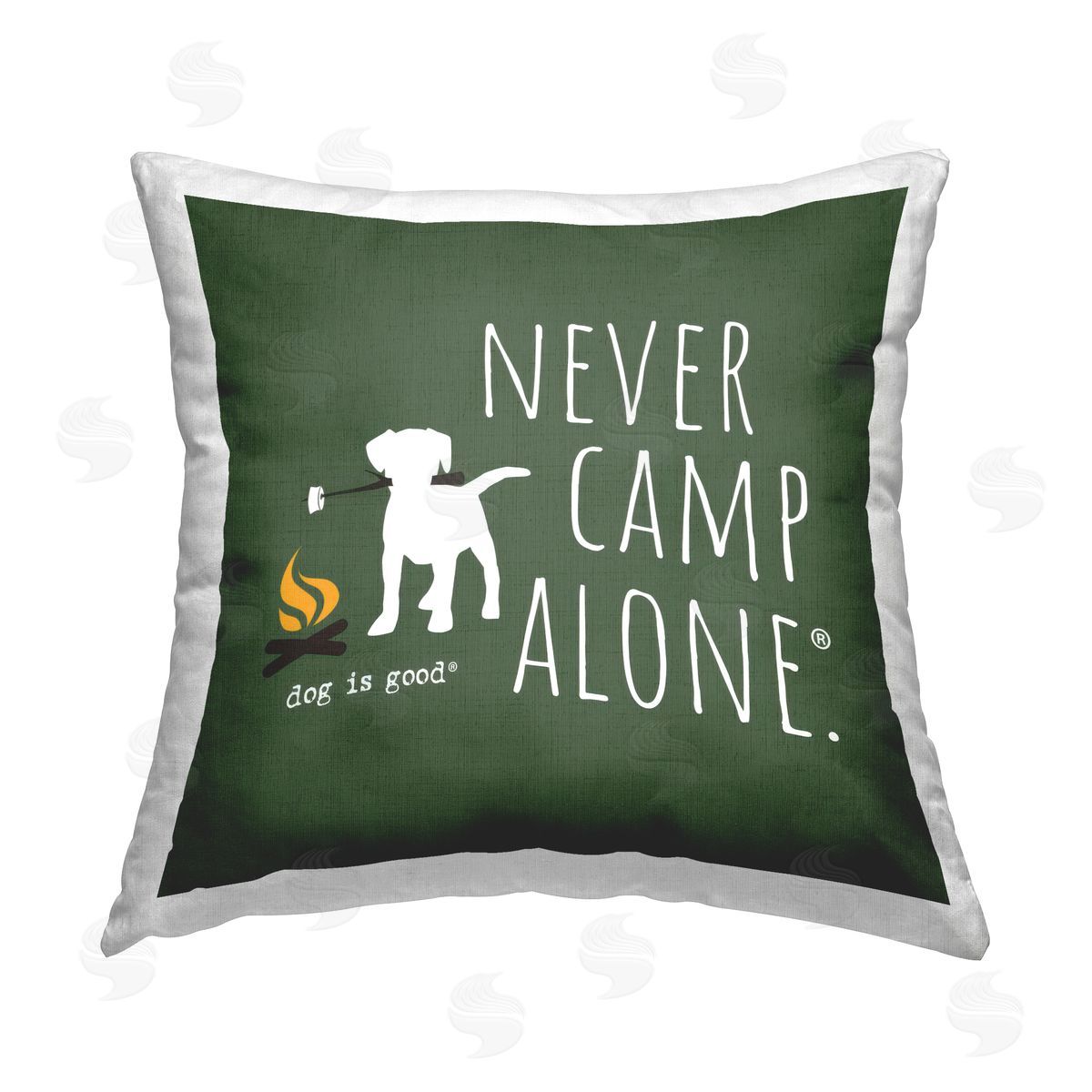 Dog Is Good Never Camp Alone Printed Plush Polyester Throw Pillow