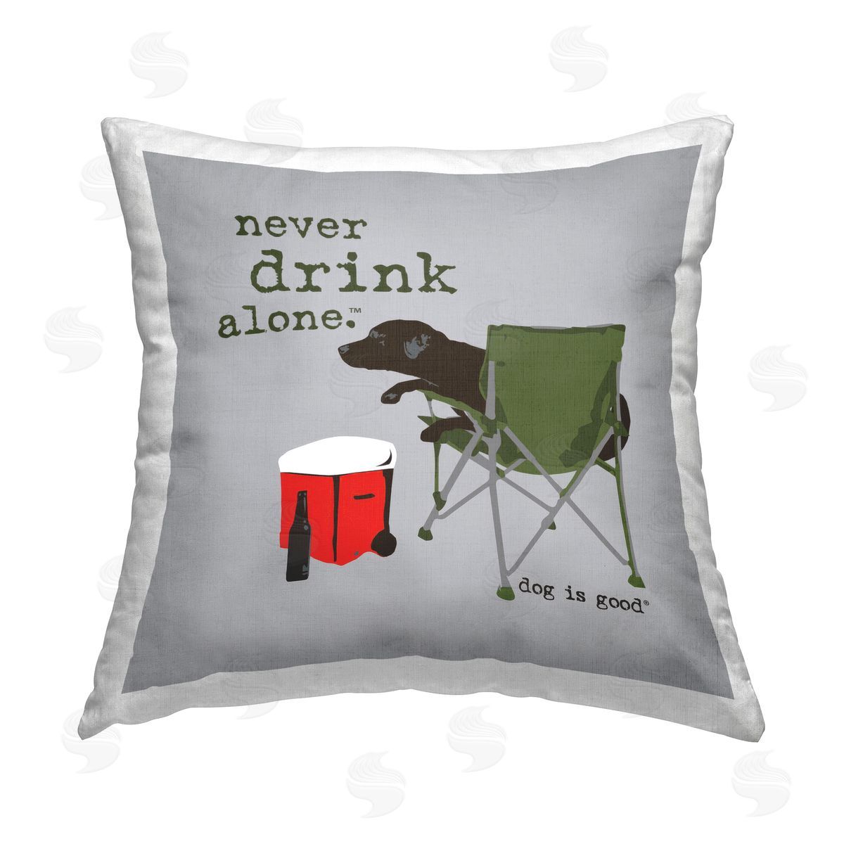 Dog Is Good Never Drink Alone Dog Printed Plush Polyester Throw Pillow