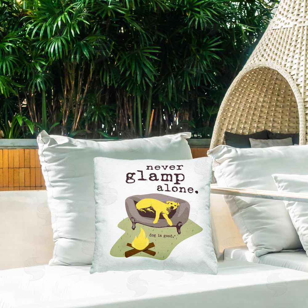 Dog Is Good Never Glamp Alone Dog Outdoor Quick-Dry Polyester Printed Throw Pillow in Back Yard