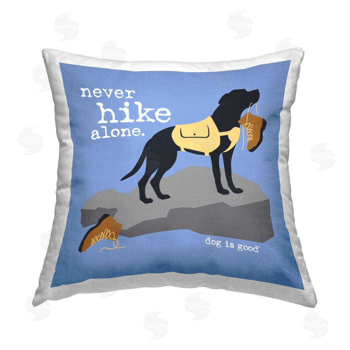Dog Is Good Never Hike Alone Dog Printed Plush Polyester Throw Pillow