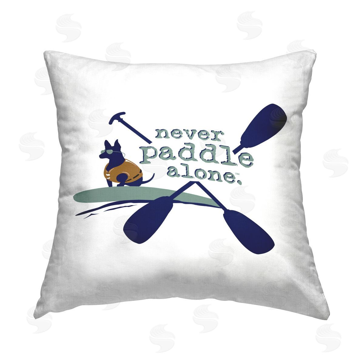Dog Is Good Never Paddle Alone with Dog Printed Plush Polyester Throw Pillow