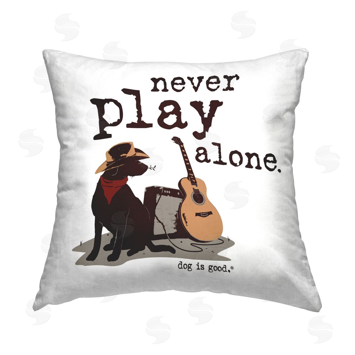 Dog Is Good Never Play Music Alone Printed Plush Polyester Throw Pillow