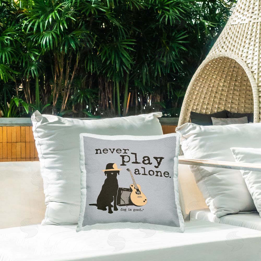 Dog Is Good Never Play Alone with Dog Outdoor Quick-Dry Polyester Printed Throw Pillow in Back Yard