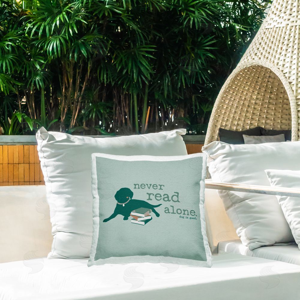 Dog Is Good Never Read Alone Dog Outdoor Quick-Dry Polyester Printed Throw Pillow in Back Yard