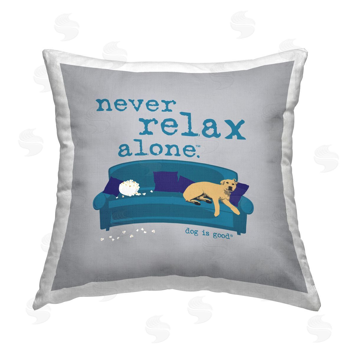 Dog Is Good Never Relax Alone Dog Printed Plush Polyester Throw Pillow