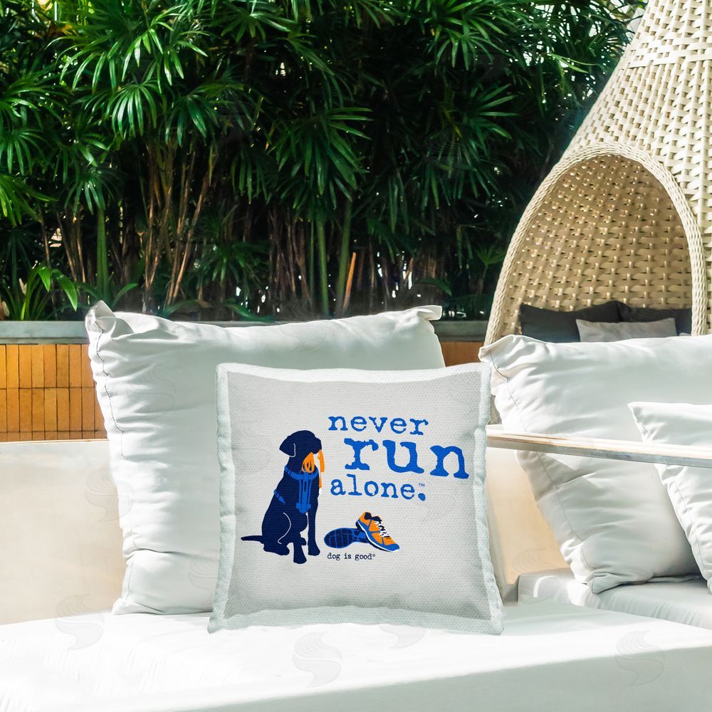 Dog Is Good Never Run Alone Dog Outdoor Quick-Dry Polyester Printed Throw Pillow in Back Yard