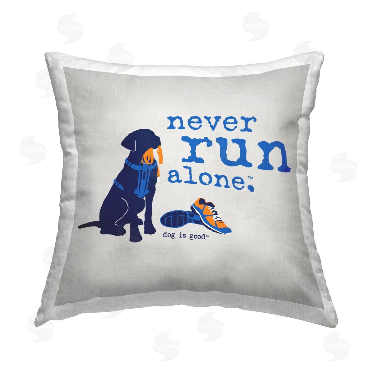 Dog Is Good Never Run Alone Dog Printed Plush Polyester Throw Pillow