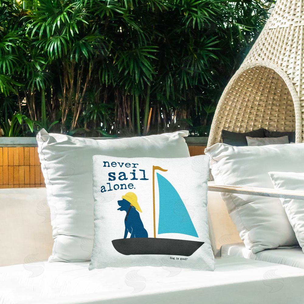 Dog Is Good Never Sail Alone Dog Outdoor Quick-Dry Polyester Printed Throw Pillow in Back Yard