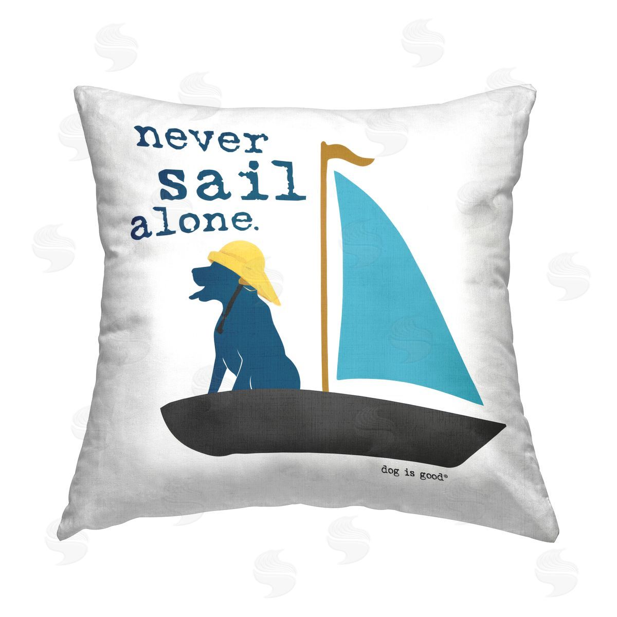 Dog Is Good Never Sail Alone Dog Printed Plush Polyester Throw Pillow