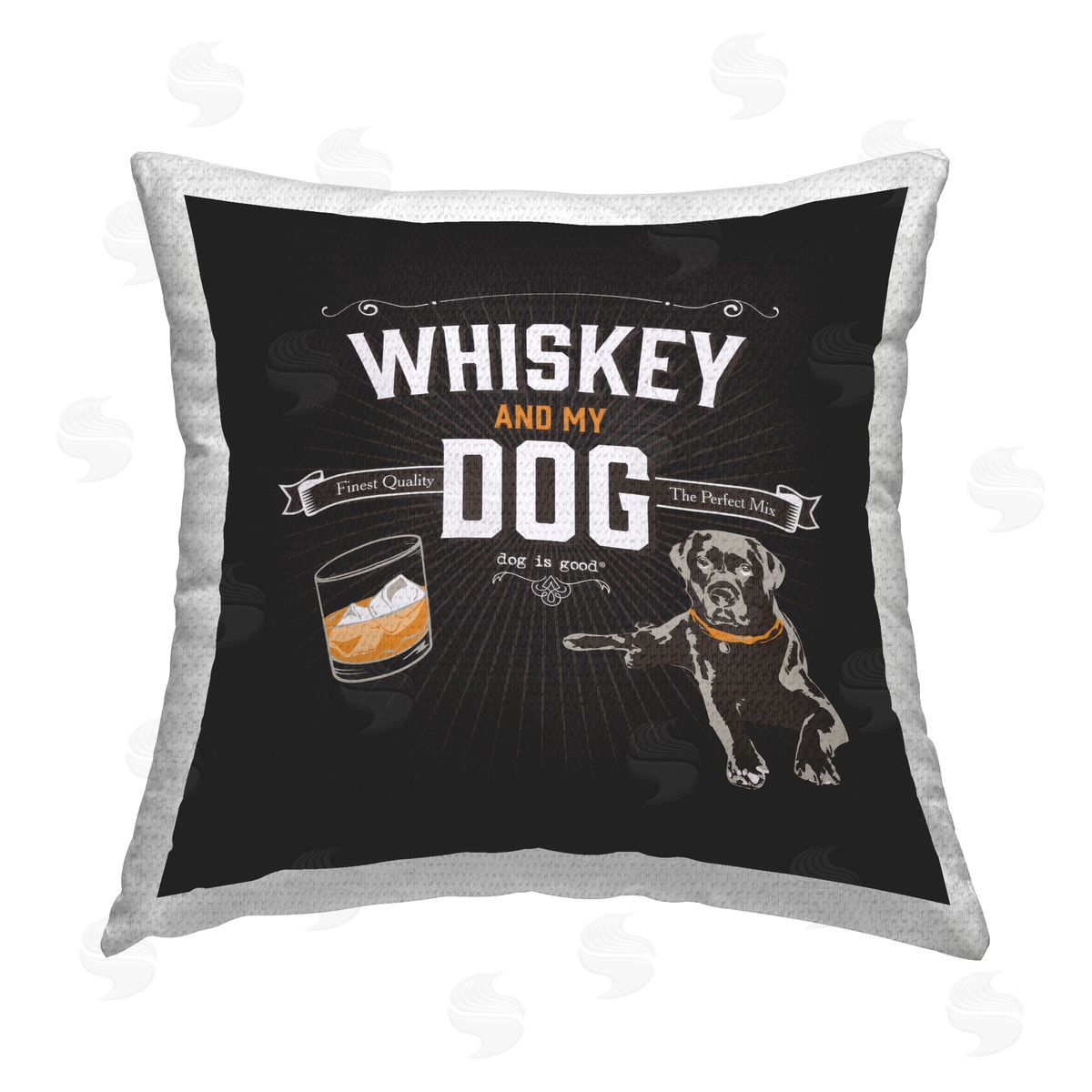 Dog Is Good Life Is Whiskey and Dog Outdoor Quick-Dry Polyester Printed Throw Pillow