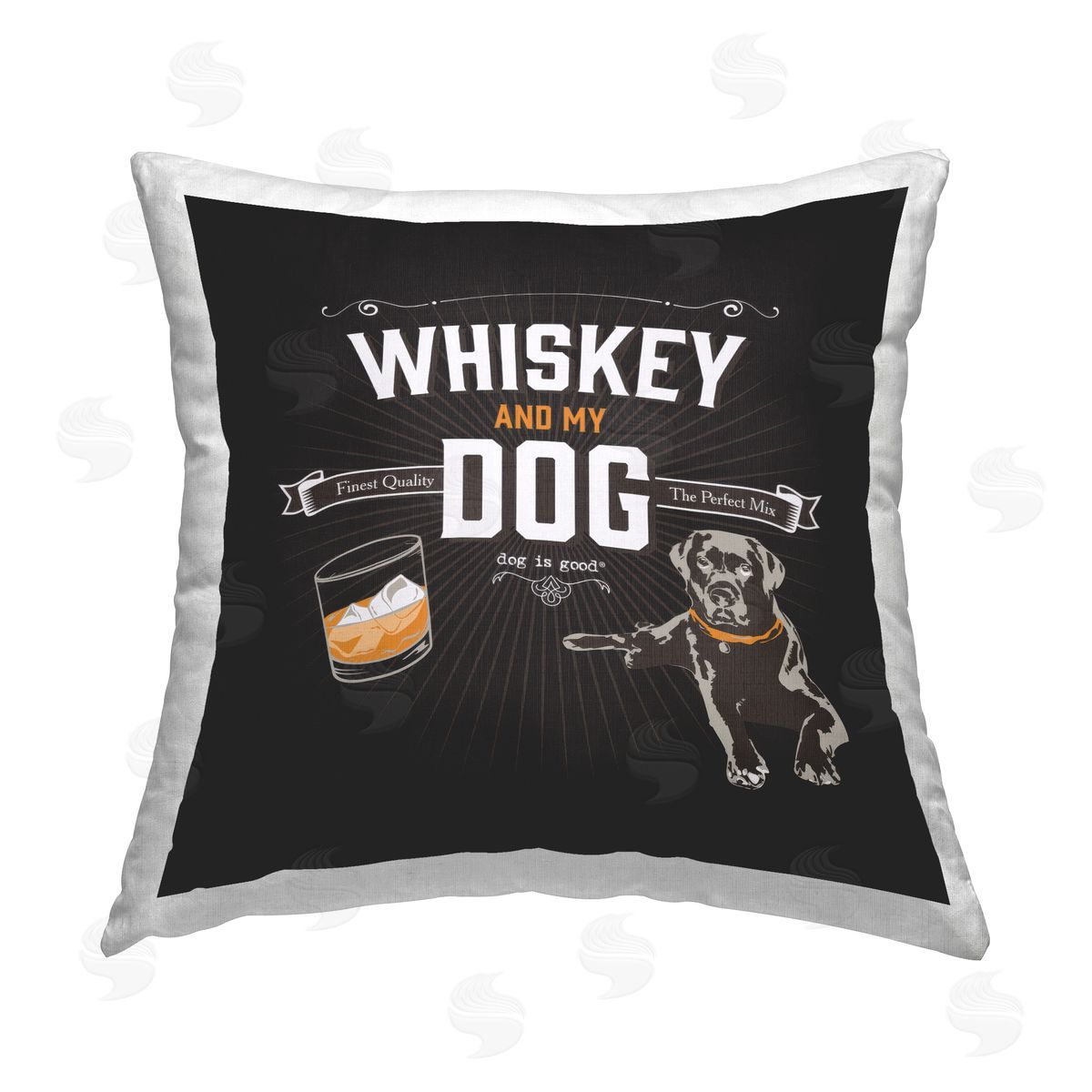 Dog Is Good Life Is Whiskey and Dog Printed Plush Polyester Throw Pillow