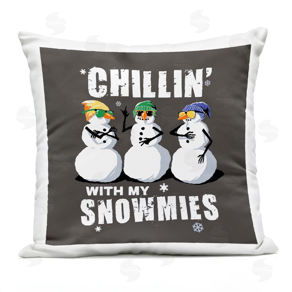 Jedco Brands Inc. Chillin' With Snowmies Snowmen Outdoor Quick-Dry Polyester Printed Throw Pillow