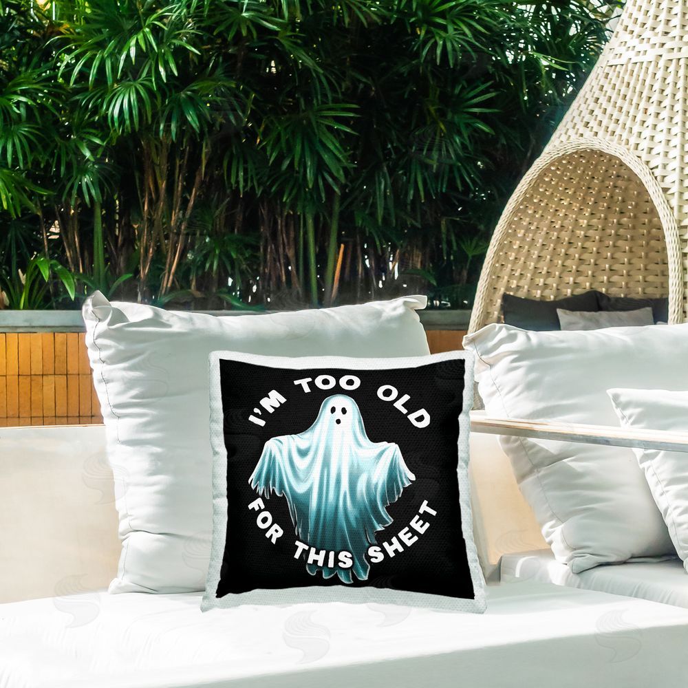 Jedco Brands Inc. Too Old For This Sheet Outdoor Quick-Dry Polyester Printed Throw Pillow in Back Yard