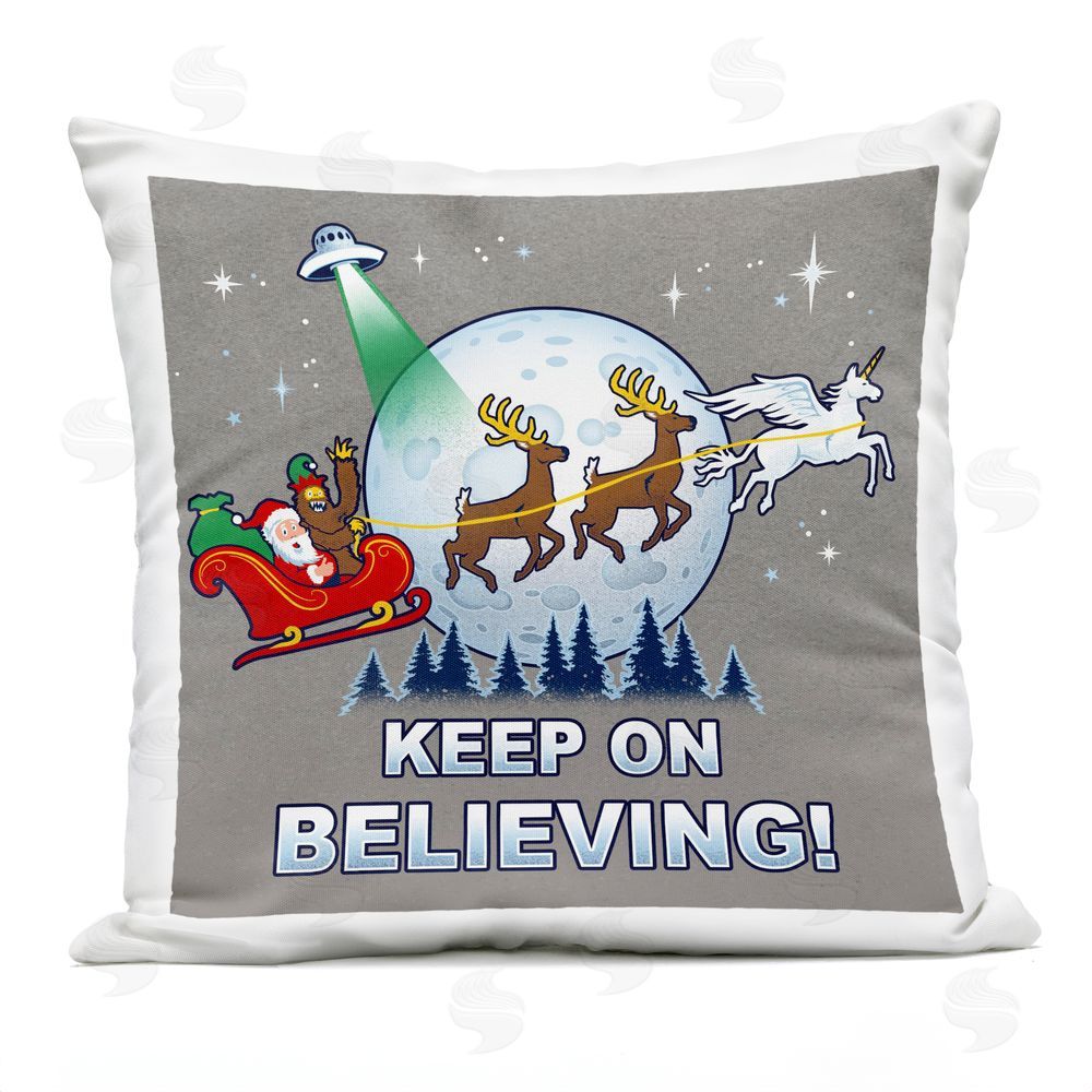 Jedco Brands Inc. Keep on Believing Holiday Outdoor Quick-Dry Polyester Printed Throw Pillow