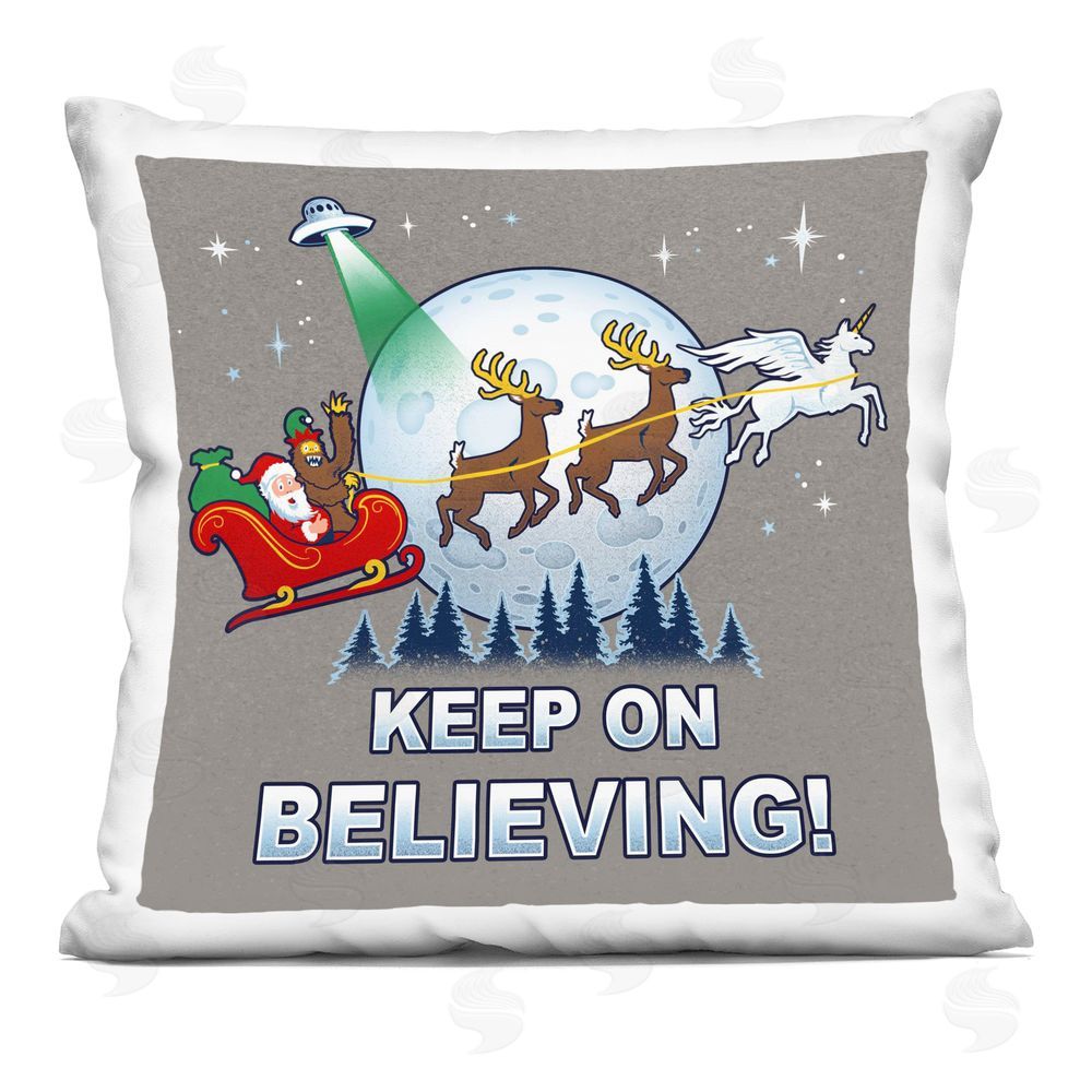 Jedco Brands Inc. Keep on Believing Holiday Printed Plush Polyester Throw Pillow