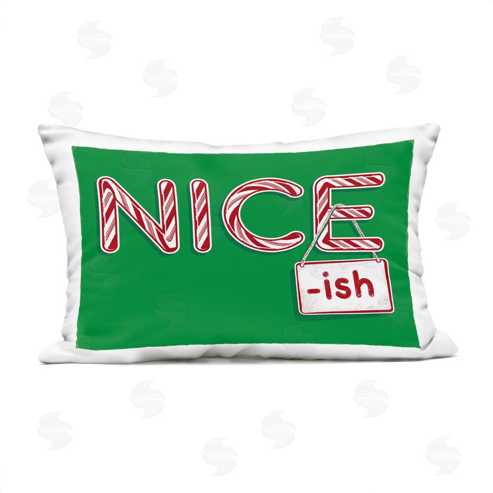 Jedco Brands Inc. Nice-Ish Holiday Humor Outdoor Quick-Dry Polyester Printed Throw Pillow