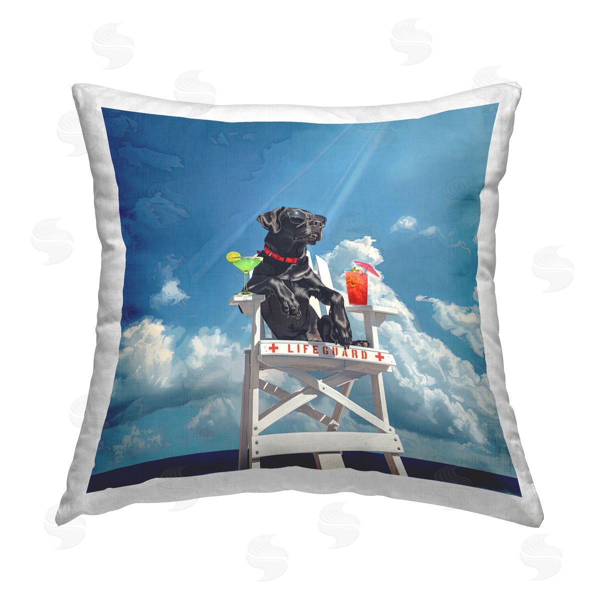 Jim Baldwin Guard Dog Lifeguard Printed Plush Polyester Throw Pillow