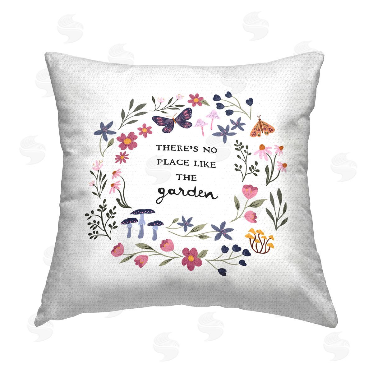 JJ Design House LLC No Place Like Garden Wreath Outdoor Quick-Dry Polyester Printed Throw Pillow