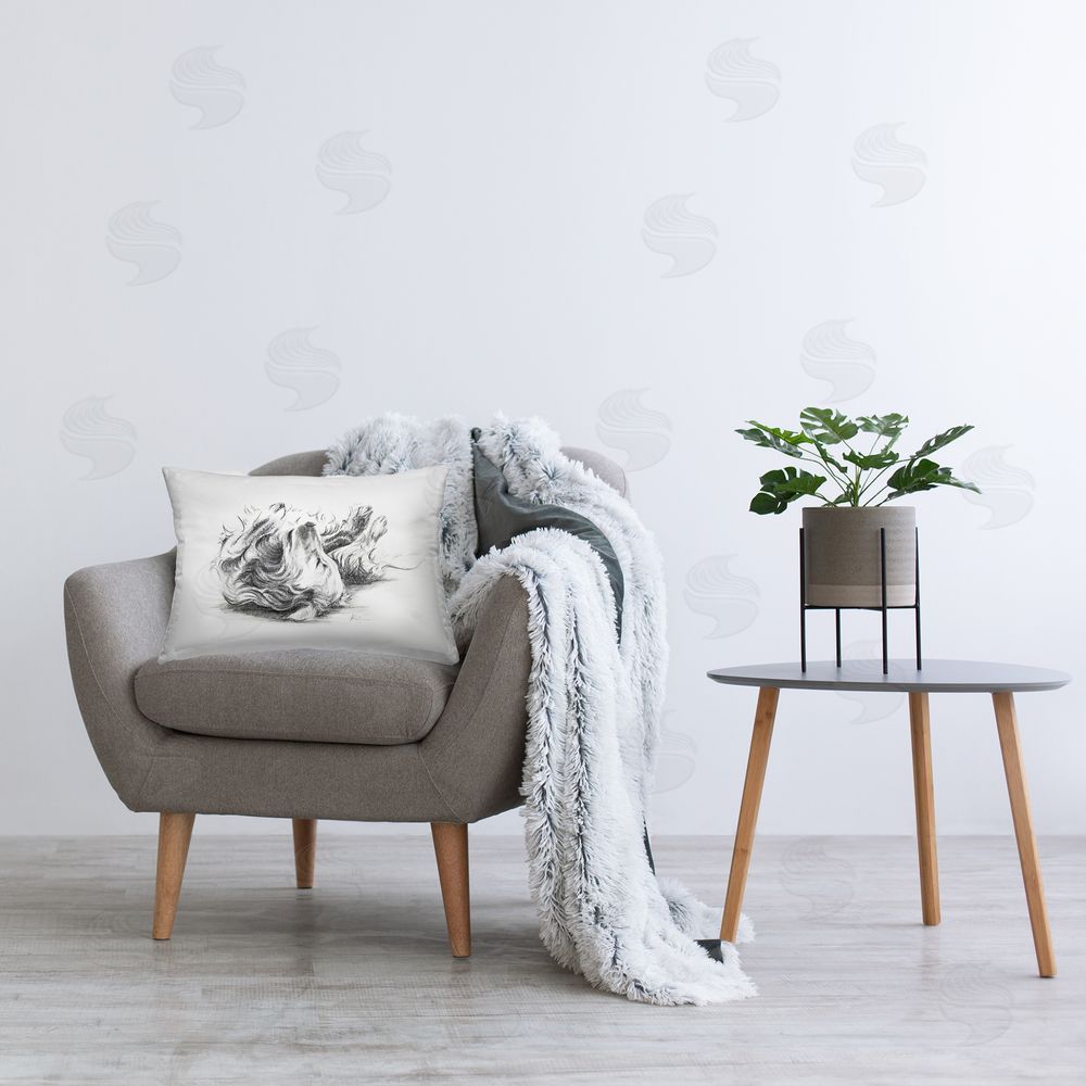 Lindsay Kivi Fine Art Naptime Dog Drawing Printed Plush Polyester Throw Pillow On Chair