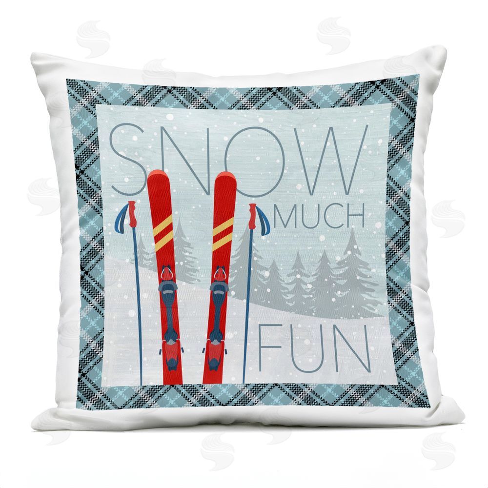 Fluidity/PDR LLC. Snow Much Fun with Plaid Outdoor Quick-Dry Polyester Printed Throw Pillow
