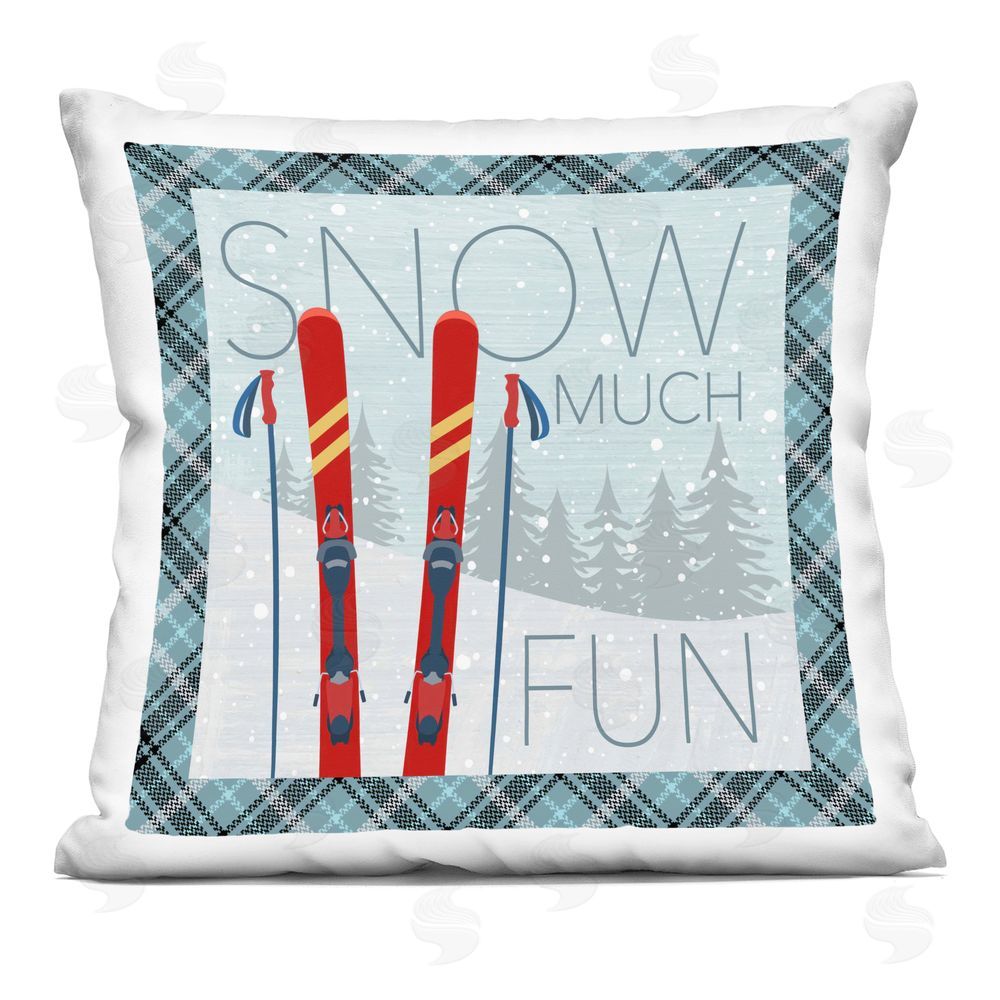 Fluidity/PDR LLC. Snow Much Fun with Plaid Printed Plush Polyester Throw Pillow