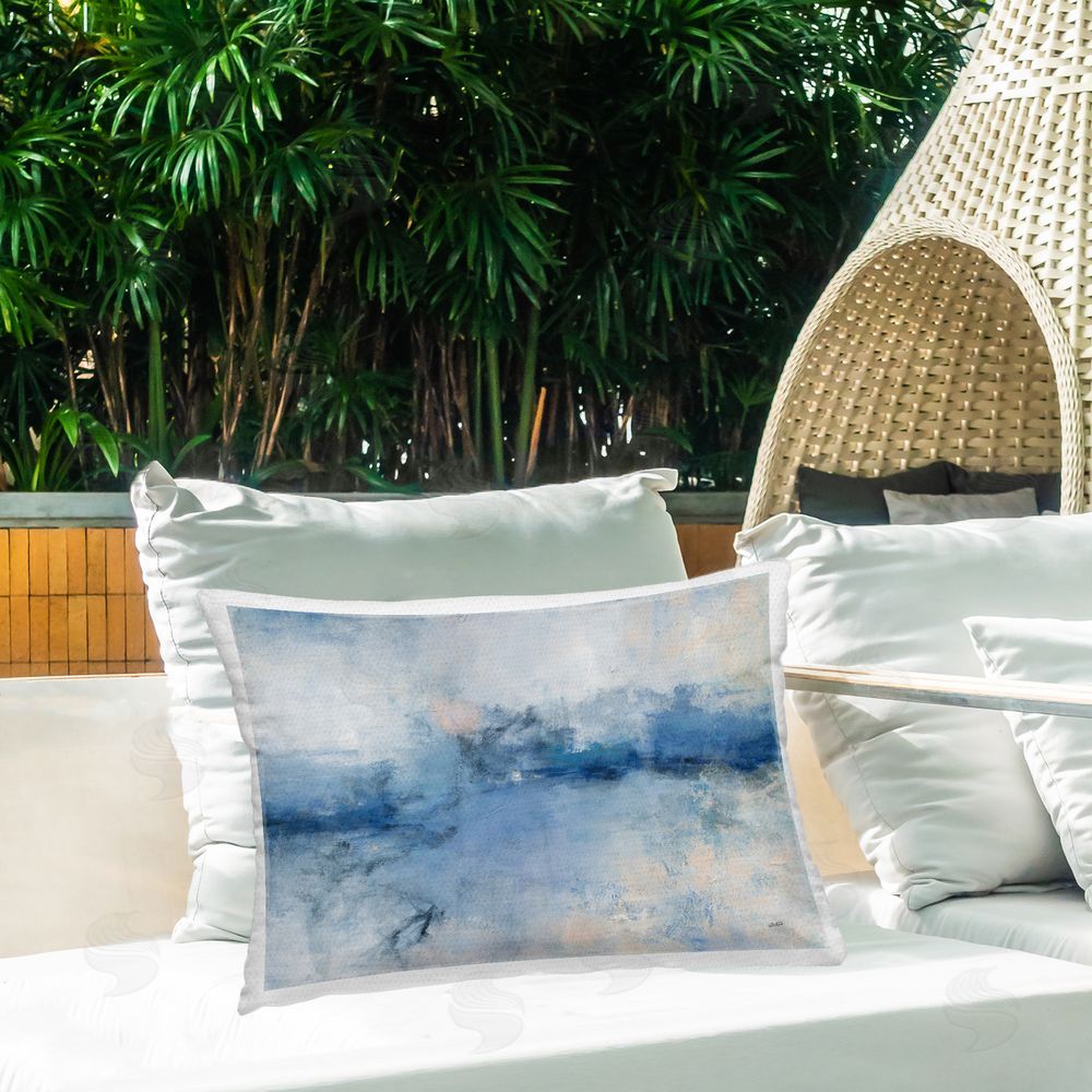 Julia Purinton Blue Seaside Impressions Outdoor Quick-Dry Polyester Printed Throw Pillow in Back Yard