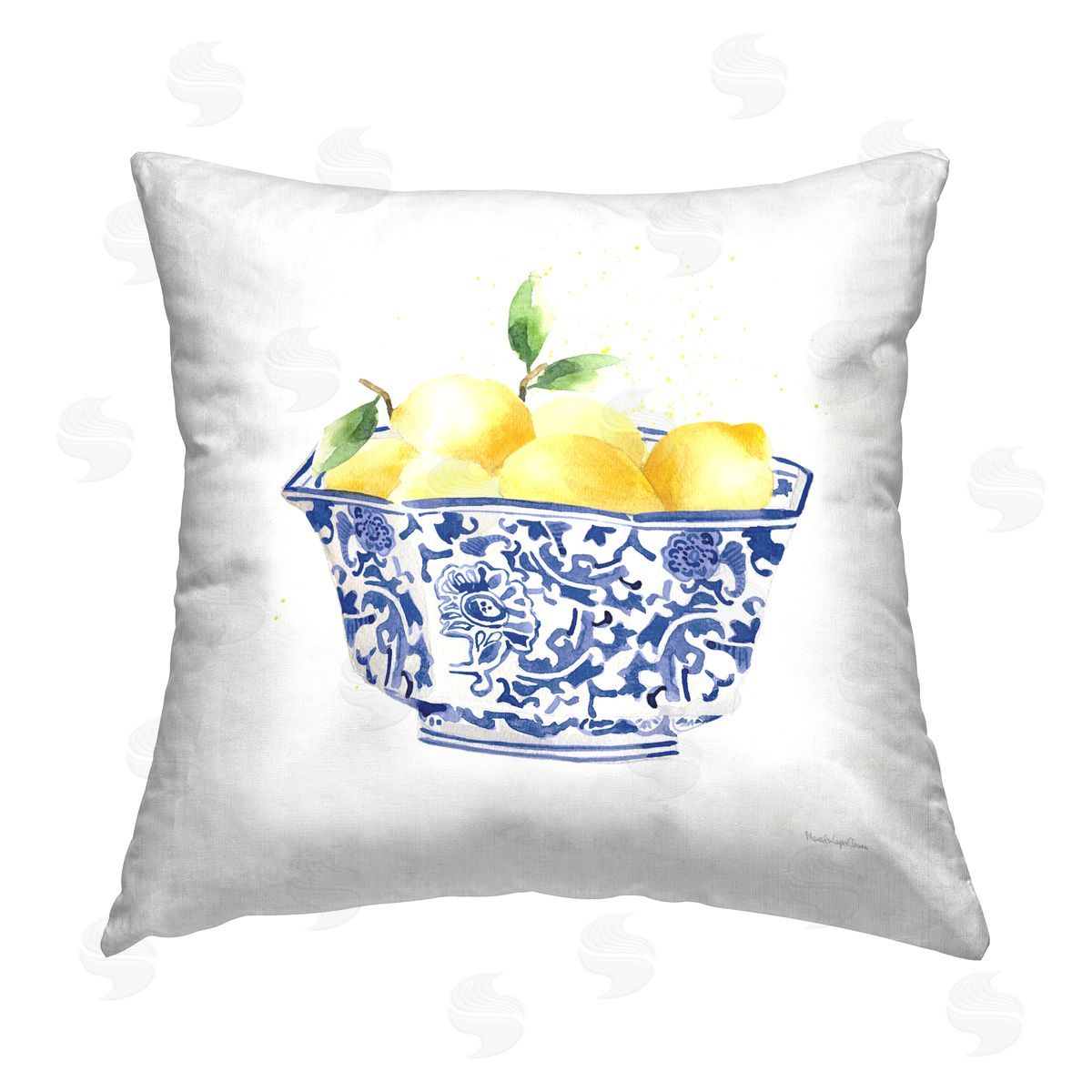 Mercedes Lopez Charro Elegant Bowl of Lemons Printed Plush Polyester Throw Pillow