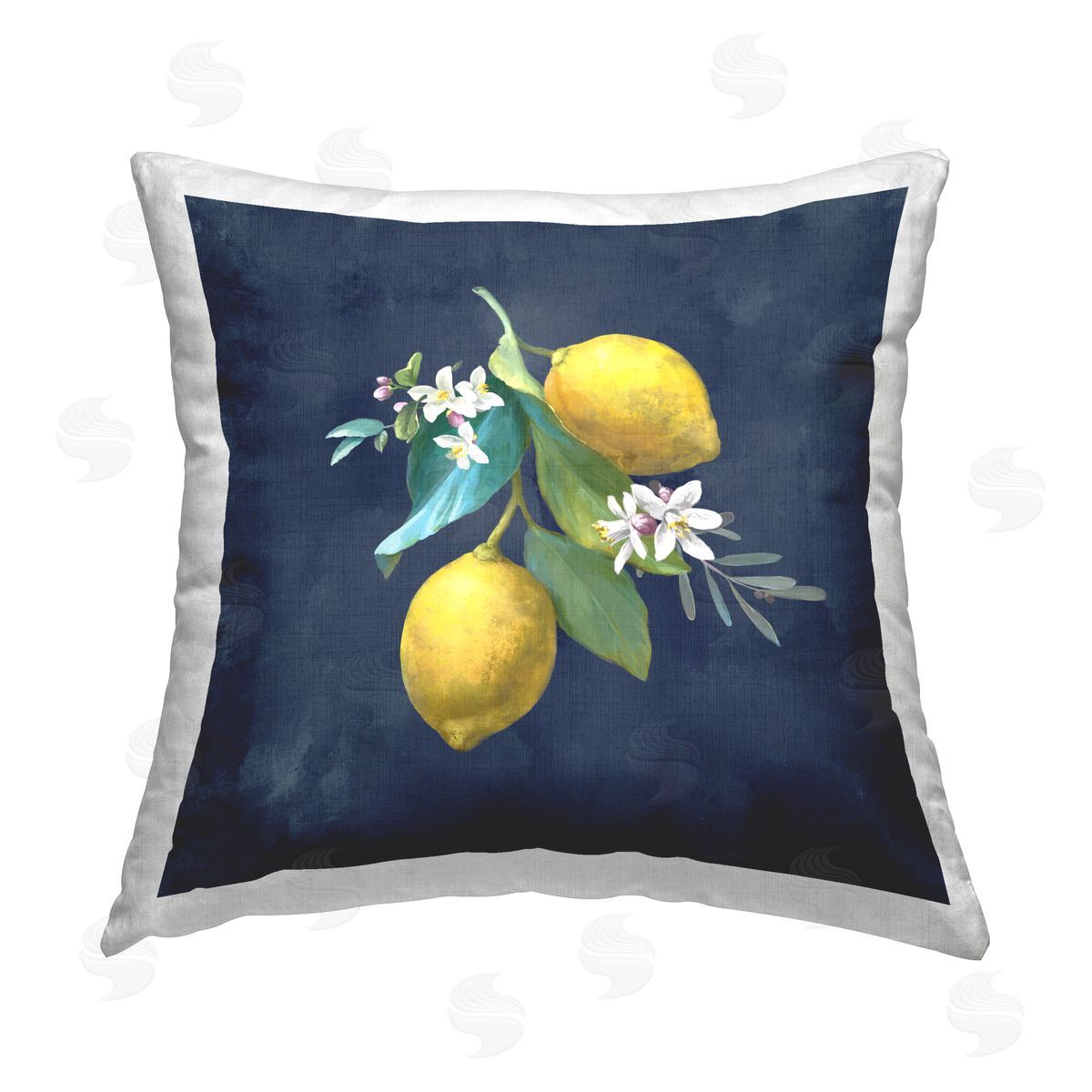 Danhui Nai Lemon Cluster on Blue Printed Plush Polyester Throw Pillow