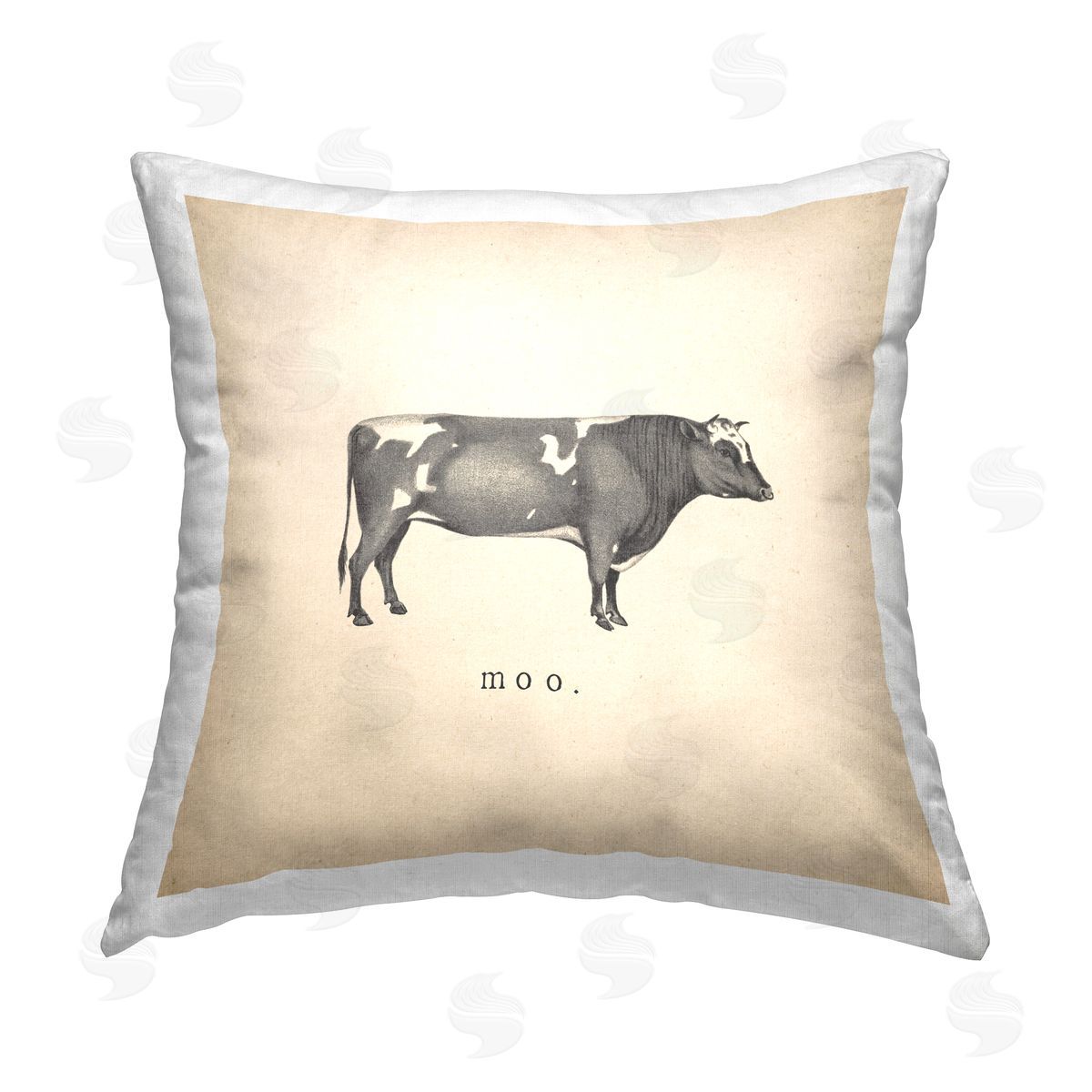 Wild Apple Portfolio Moo Farm Cow Sounds Printed Plush Polyester Throw Pillow