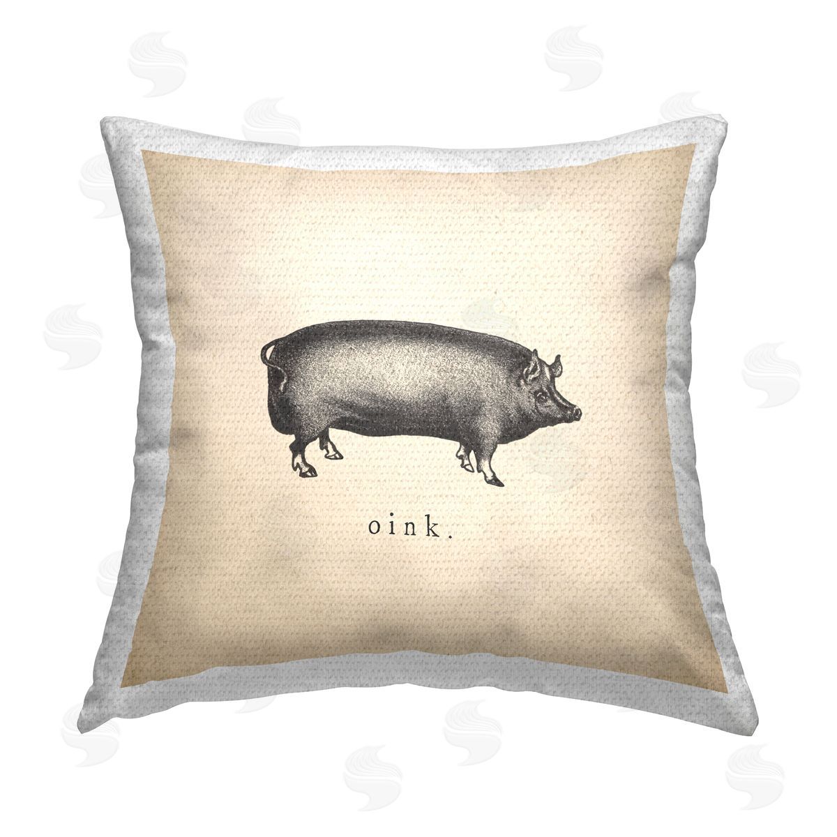 Wild Apple Portfolio Oink Farm Pig Sounds Outdoor Quick-Dry Polyester Printed Throw Pillow