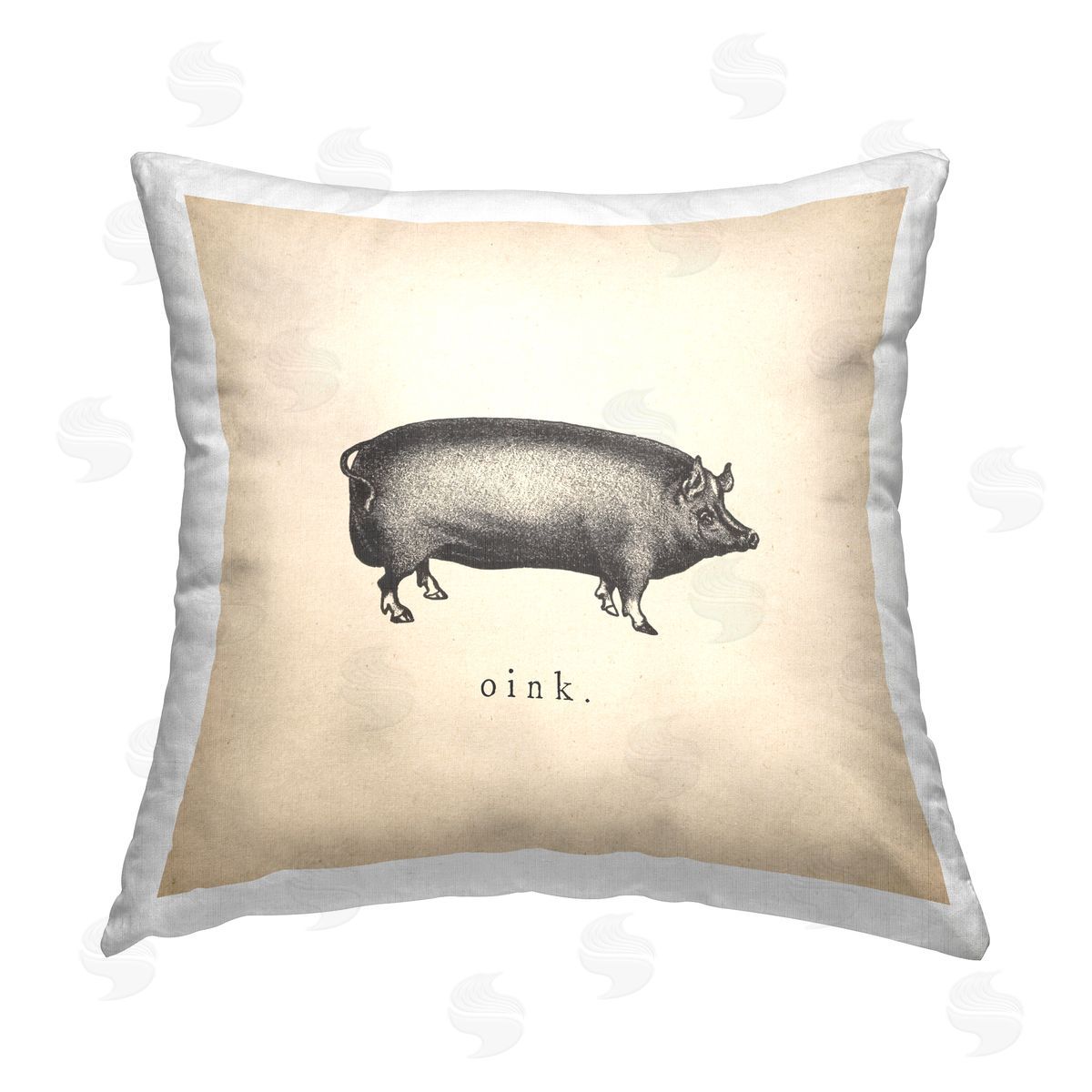 Wild Apple Portfolio Oink Farm Pig Sounds Printed Plush Polyester Throw Pillow