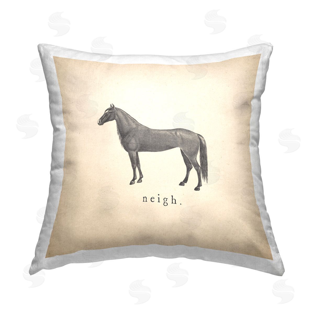 Wild Apple Portfolio Neigh Farm Horse Sounds Printed Plush Polyester Throw Pillow