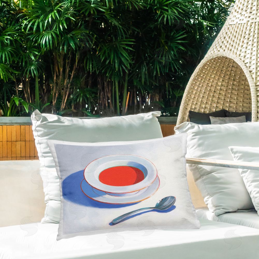Wellington Studio Soup Du Jour Meal Outdoor Quick-Dry Polyester Printed Throw Pillow in Back Yard