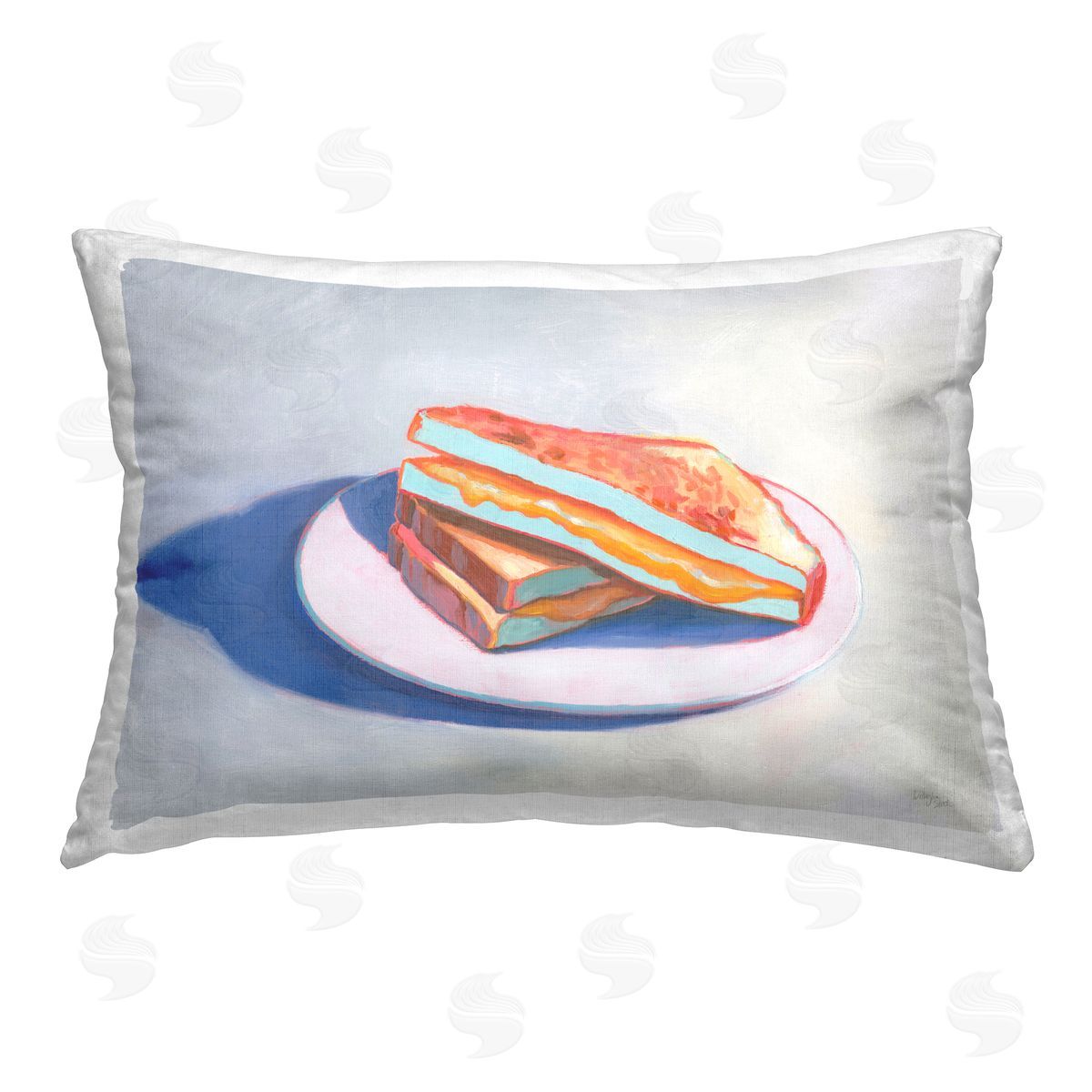 Wellington Studio Grilled Cheese Meal Printed Plush Polyester Throw Pillow